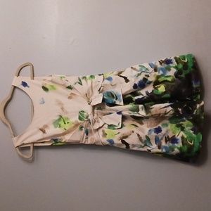 Kate Spade size 0 Jillian women's cream with green floral print dress.
